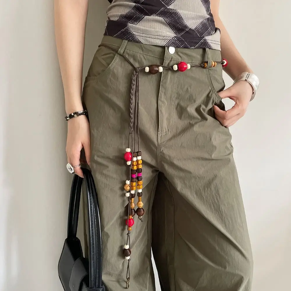 新しいヴィンテージカラーベルトロープクラッシュ編組ボヘミアンビーズウエストチェーンヒトデペンダント装飾ベルト男性女性