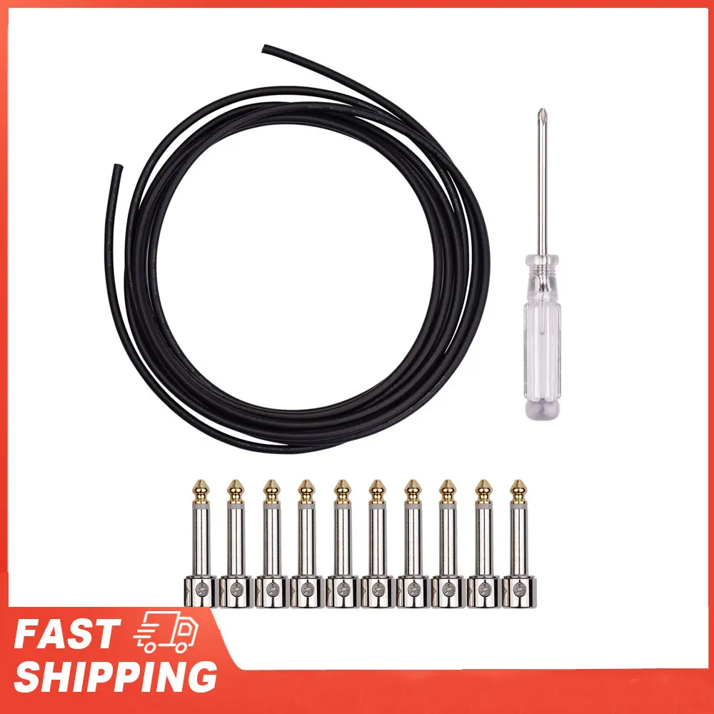 

DIY Guitar Pedal Board Cable Cord Wire 10 Solder Free Plugs 3M Cable Mini Screwdriver Professional Solderless Patch Cable Kit