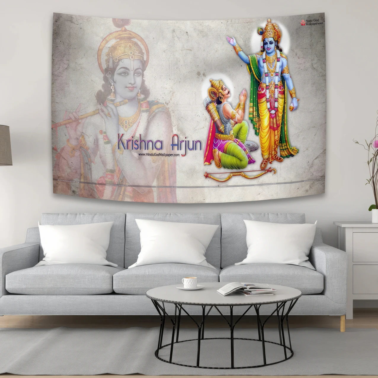 Krishna Preaching Arjuna - Bhagwat Geeta Tapestry Kawaii Room Decor Wall Decorate The Room