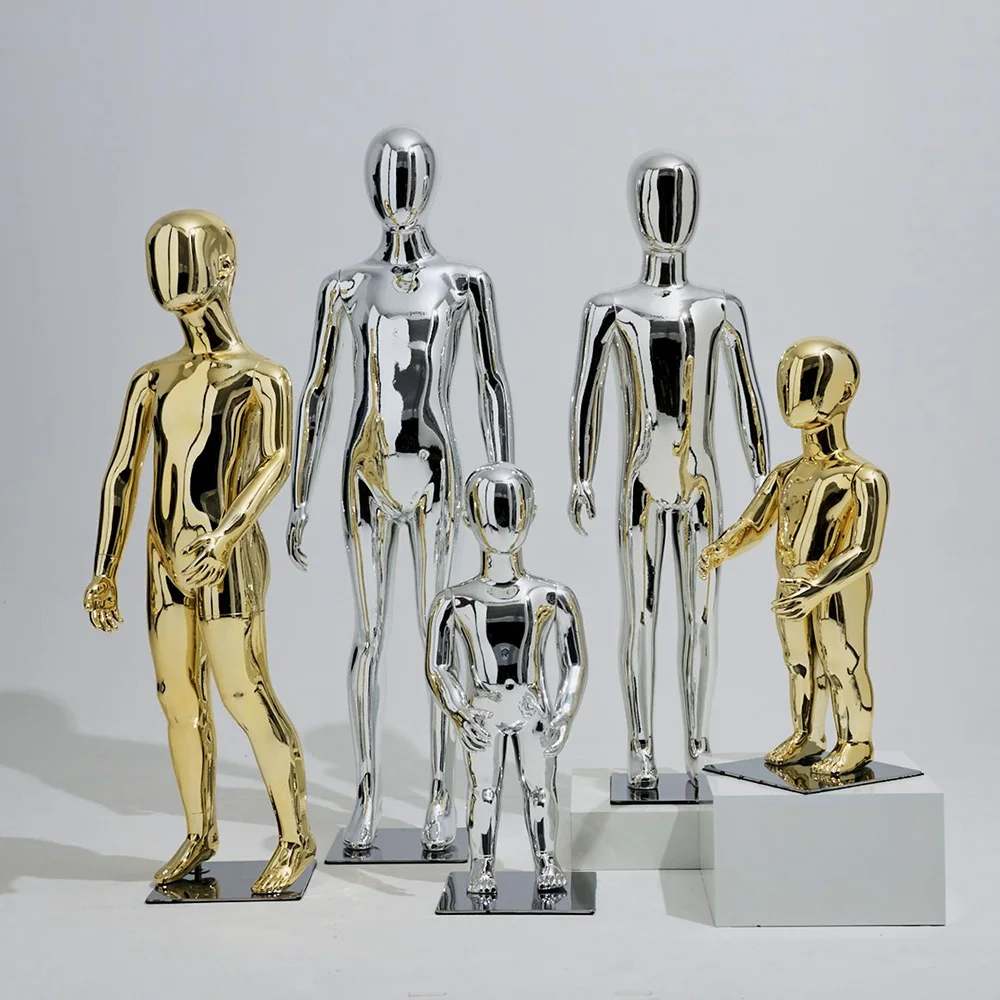 

Shiny Chrome Silver Children Gold Mannequin Full Body Kids Manikin Display for Girl And Boy clothes Boutique Shop