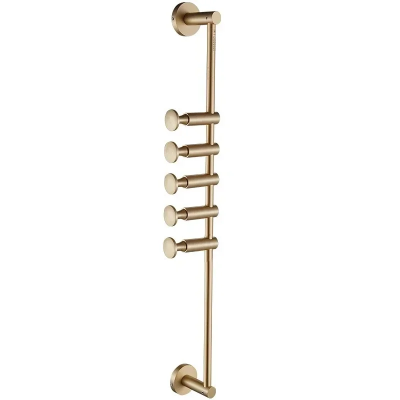 Adjustable Solid Brass Coat Rack - 3-6 Hooks Hats, Scarves, Clothes & Handbags, Sturdy Wall-Mounted/-Standing Organizer