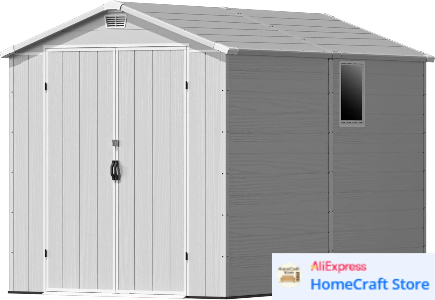 

Пластиковый садовый сарай 6x10 футов, уличный водонепроницаемый сарай из полимерного композита с полом, светло-серый