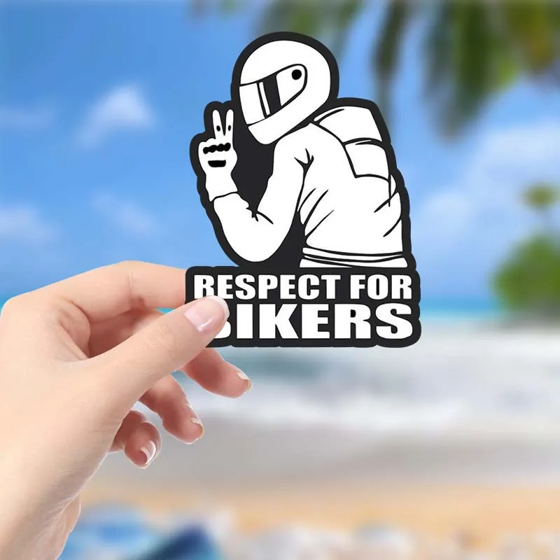 Vinyl Respect for Bikers Decal Sticker - Matte Self-Adhesive for Smooth Surfaces, Irregular Shaped, Single Use on Plastic, Glass