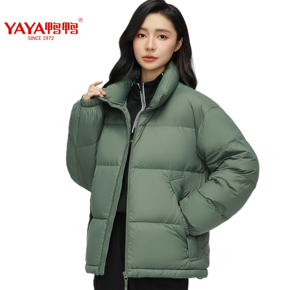 YAYA 2024 Winter Men's Stand Collar Puffy Coat Couples Style 90% White Duck Down Jacket Windbreak Business Casual Warm Outwear