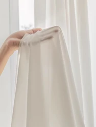 Hot selling high quality polyester cheap price ready made white semi blackout voile sheer curtain for living room office hotel