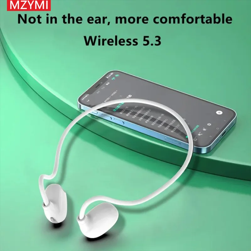 MZYMI Neckband Wireless Earphones Bluetooth5.3 Headphones Air Conduction Sports Over Ear Headset With Mic Stereo Earbud