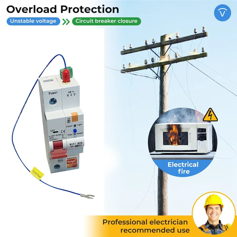 الكتابة على الجدران واي فاي القياس مع حماية التسرب بوابة كهربائية المنزلية 1P قطاع دارة 63A الموقت مفتاح رئيسي ، نوع دائم