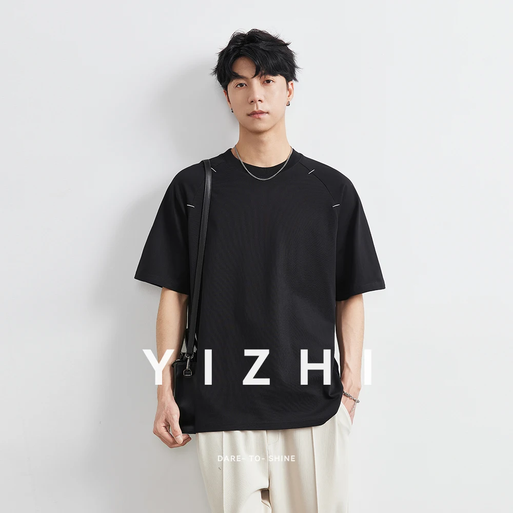 100% Cotton Summer T Shirt Men Korean Fashion Short Sleeve Loose Basic T-shirts Solid Tops Oversized Tee Embroidery