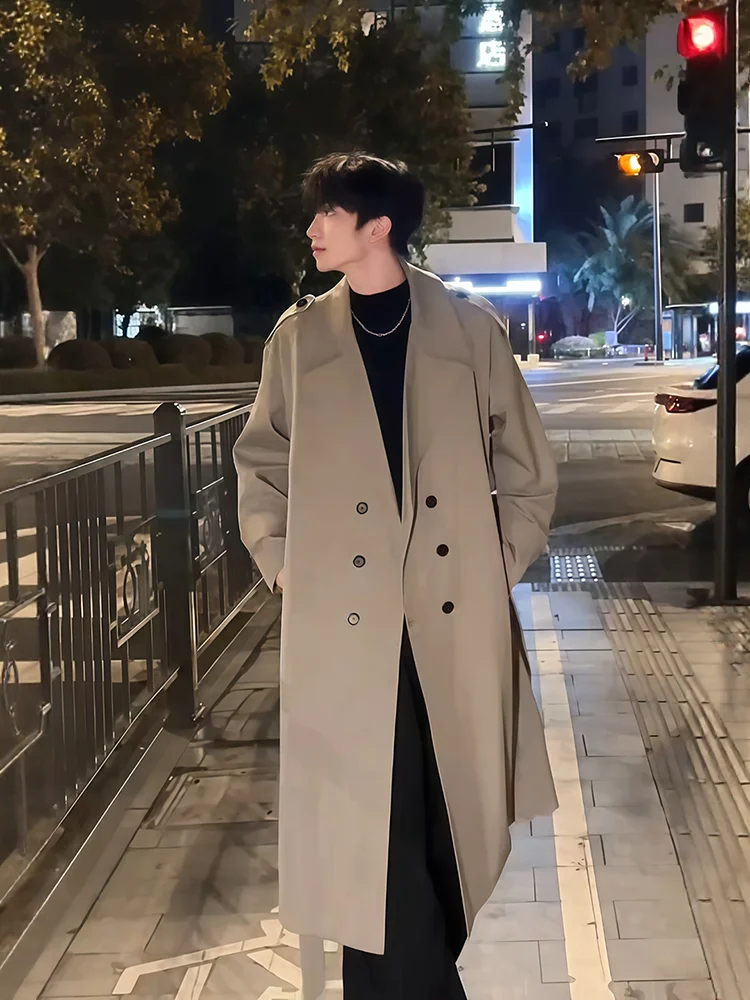 

Briti Sle двубортный костюм с воротником пальто мужская корейская аосфера осенняя одежда средней длины до колена тюнер