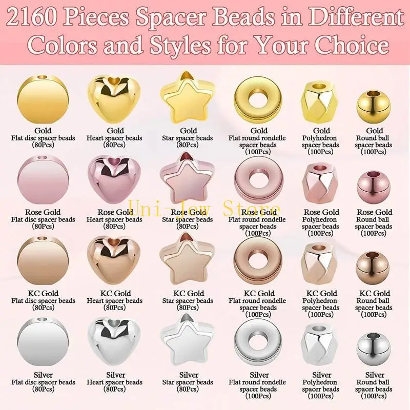40 جيجابايت 2160 قطعة 6 أنماط فاصل الخرز سوار صنع المجوهرات حبة فضفاضة