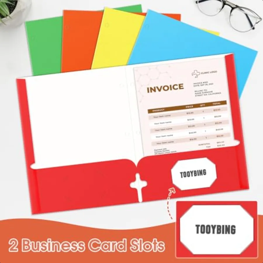 مجلدات مع جيوب 2 مجلدات جيب السائبة 120 حزمة ألوان متنوعة 3 فتحات مثقوبة مع فتحة بطاقة Busin حجم الرسالة ملف ورقي