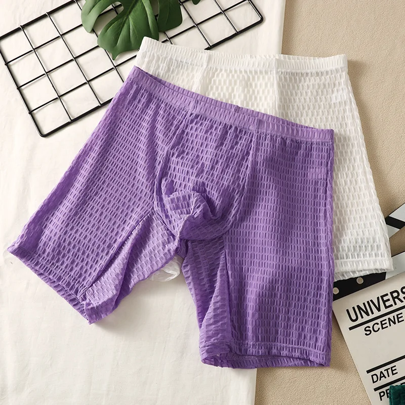 

Men's lace panties extended boxers transparent flirting underwear casual sports boxers mid-rise men's Underpants