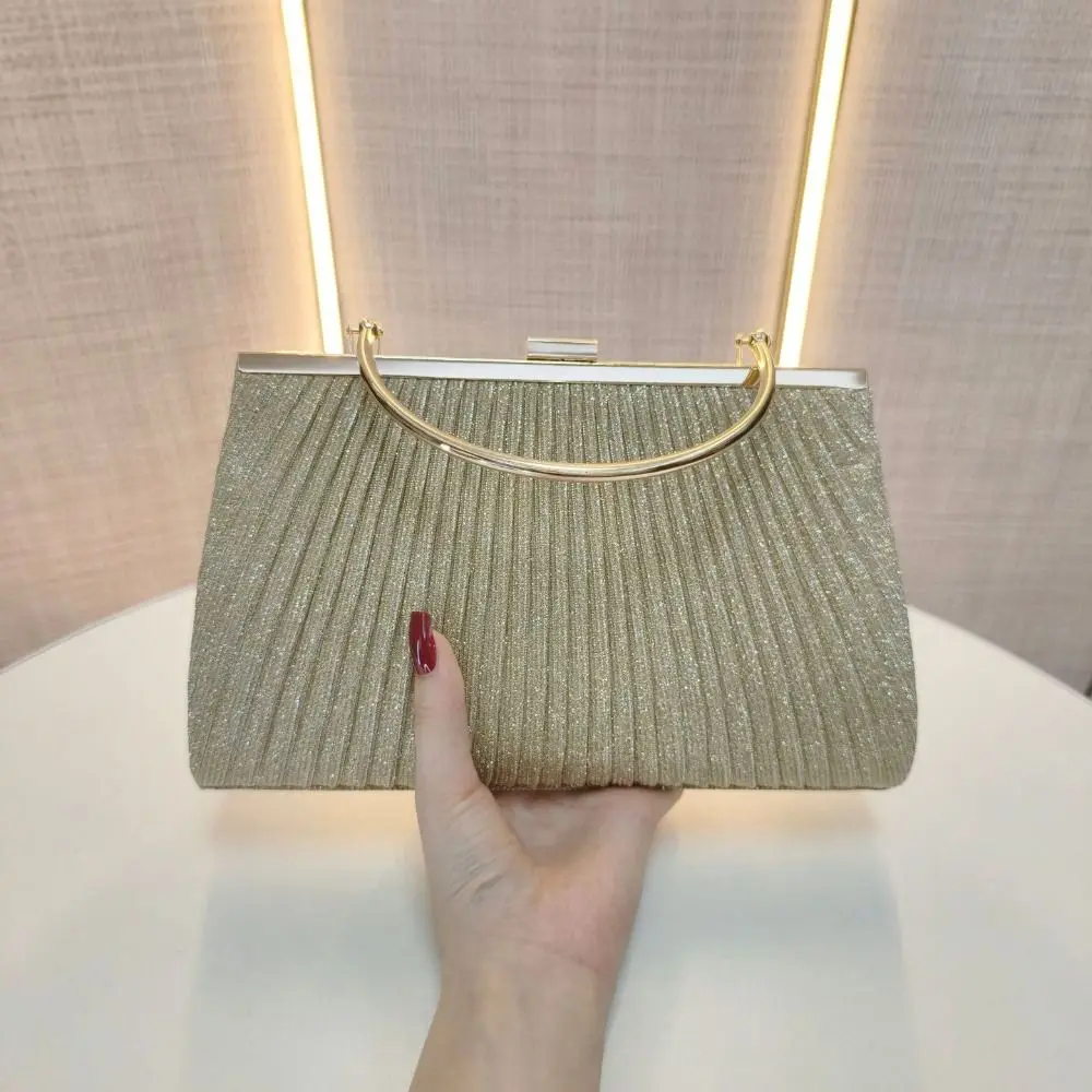 Shoulder Bag Fashionable Women Evening Handbag Elegant Glitter Crossbody Bag Pleated Luxury Chain Dinner Purse Female