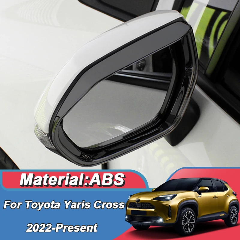 Car Chromium Styling ABS Auto Rearview Mirror Rain Eyebrow Frame Sequin For Toyota Yaris Cross 2022-Present External Accessories