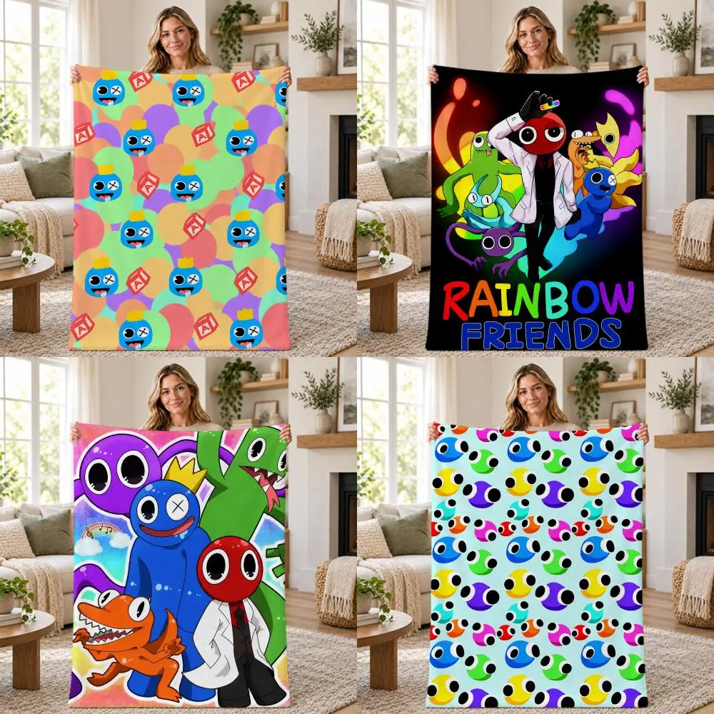 Game Horror Rainbow Friends Throw Soft Warm Flannel Throw Blanket for Sofa Bed Office Home Holiday Gift All Season