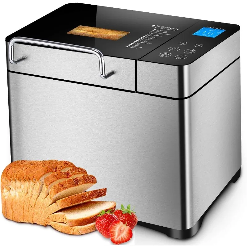 

Pro Stainless Steel Bread Machine, 2LB 17-in-1 Programmable XL Bread Maker with Fruit Nut Dispenser