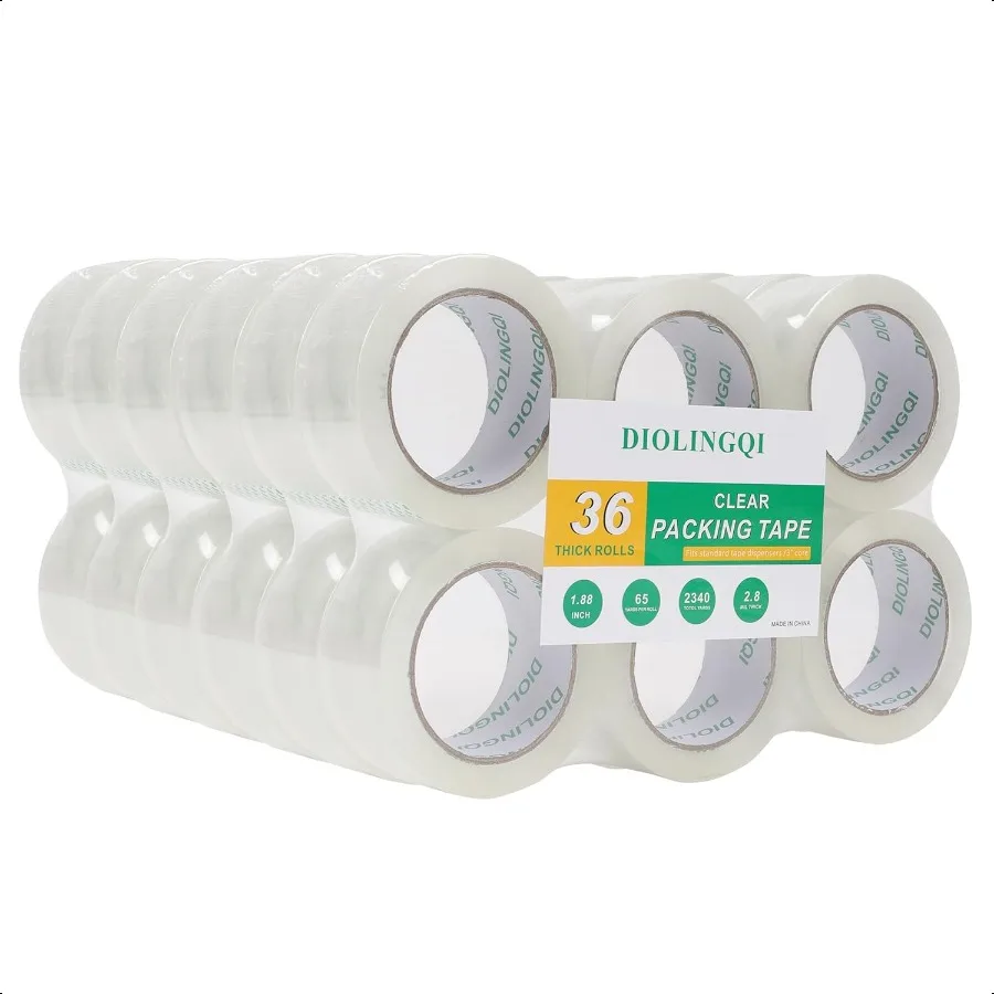 

36 Rolls 65 Yards Roll Total 2340 Yards Clear Heavy Duty Packing Tape for Shipping Packaging Moving Sealing 2.8 mil Thick 1.88