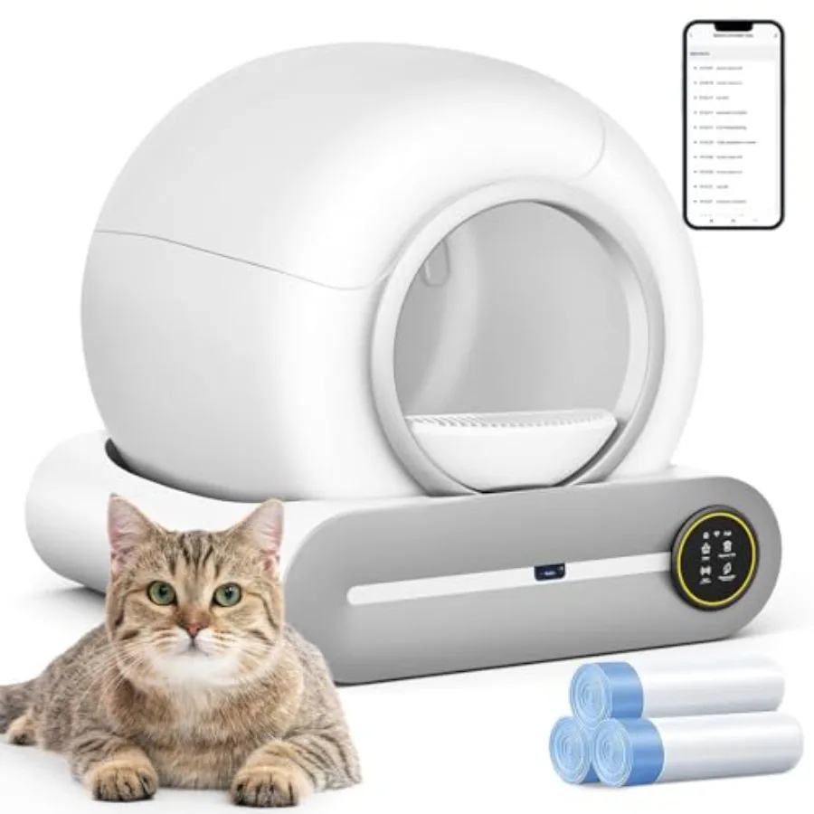 

Self Cleaning Cat Litter Box Automatic Robot Box for Multiple Cats Smart Self Cleaning with Safety Protection APP Control Deodo