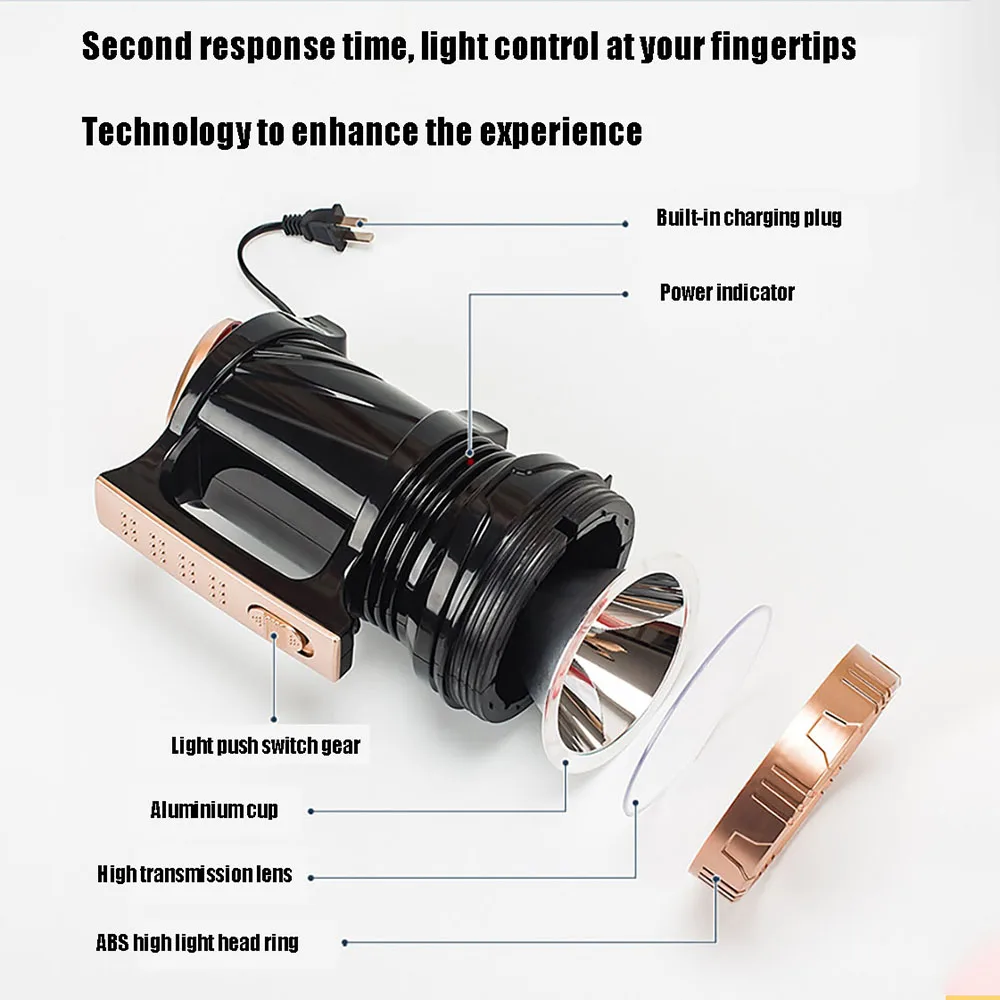 LED Strong High Power Multi-functional Bright Flashlight Long Range Portable Searchlight Rechargeable Bulb Fire Emergency Torch