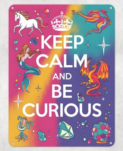 Keep Calm and be Curious Metal Poster Wall Tin Sign School Teacher Gift Plaque --Tin Sign