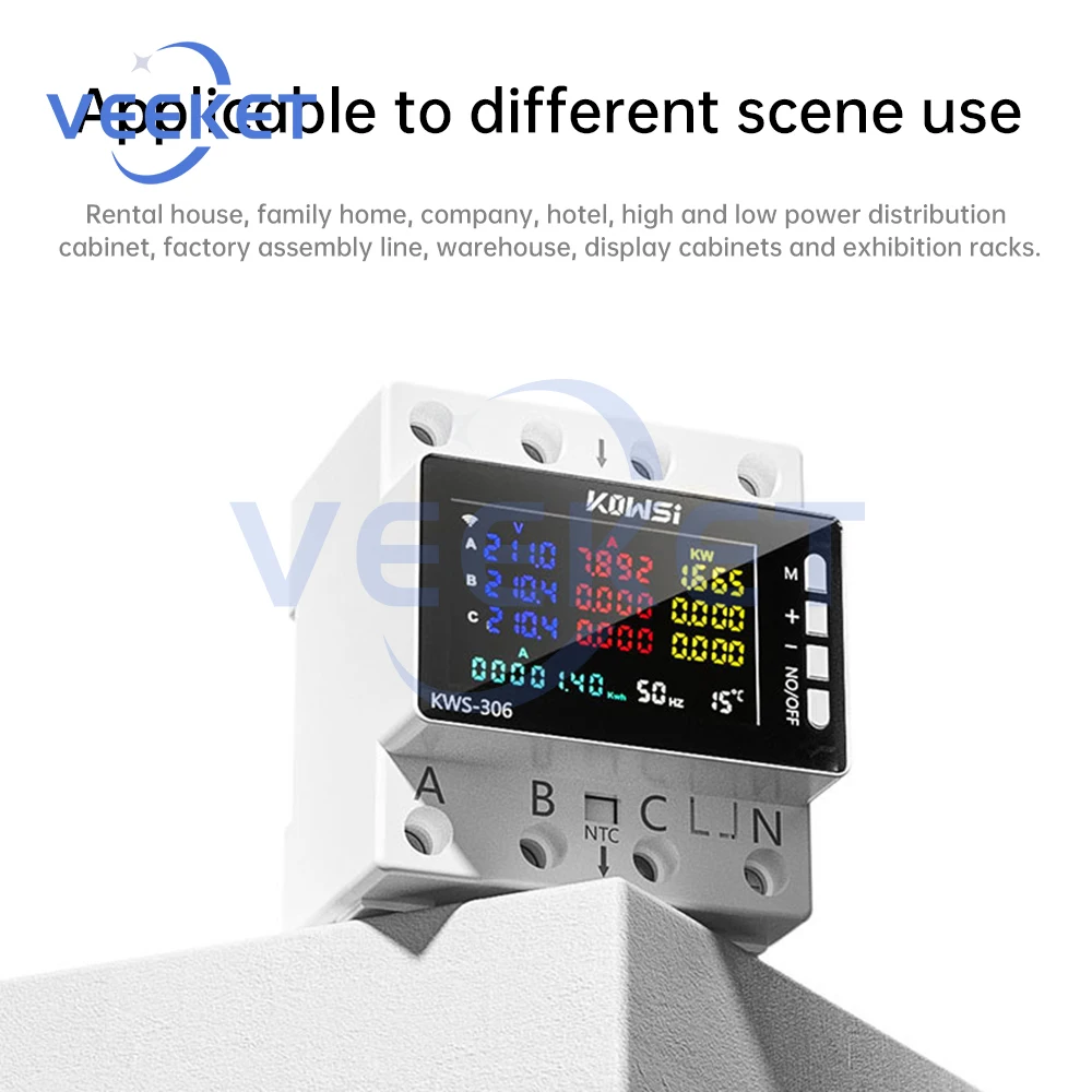 AC85-290V 80A Tuya WIFI Smart Life Voltage Meter KWS-306 KWH Power Energy Meter Electricity consumption Meter APP Remote Control