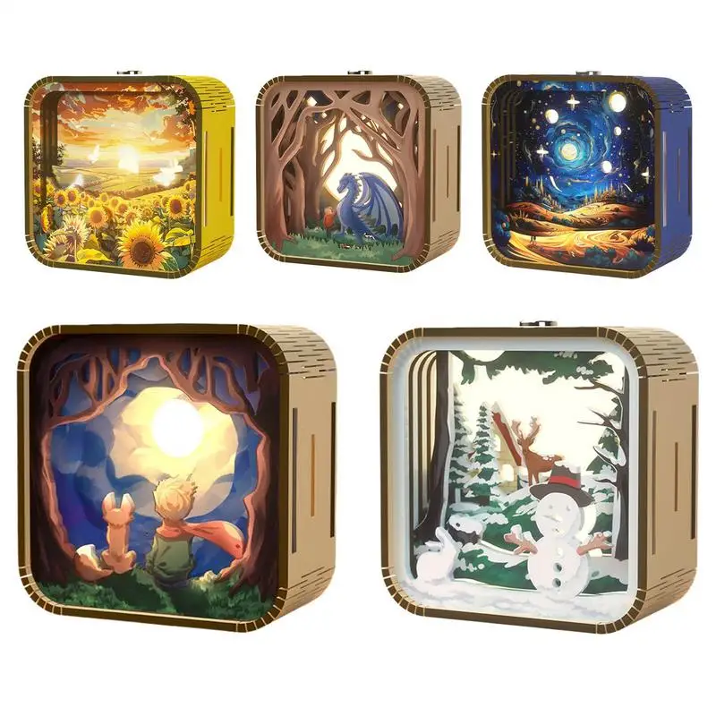 3D Puzzle For Adults Cartoon Pattern Jigsaw Puzzle Cute Nightlight Creative Craft Model Kits Home Decoration For Nightstand