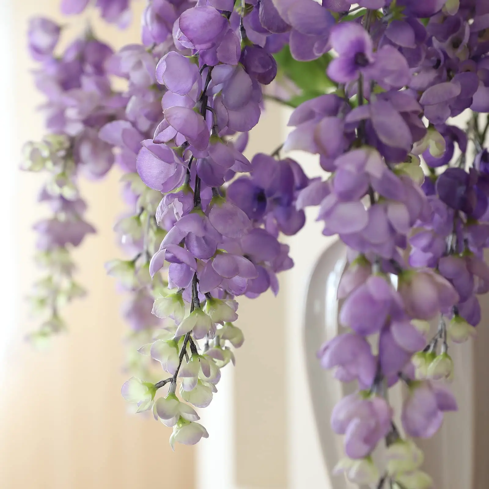 Künstliche Blumen zum Aufhängen, Glyzinien-Girlande, Heimdekoration, Party, Vase, Balkon, Hochzeit, Arrangement, Wanddekoration, gefälschte Pflanzen – Detail 4