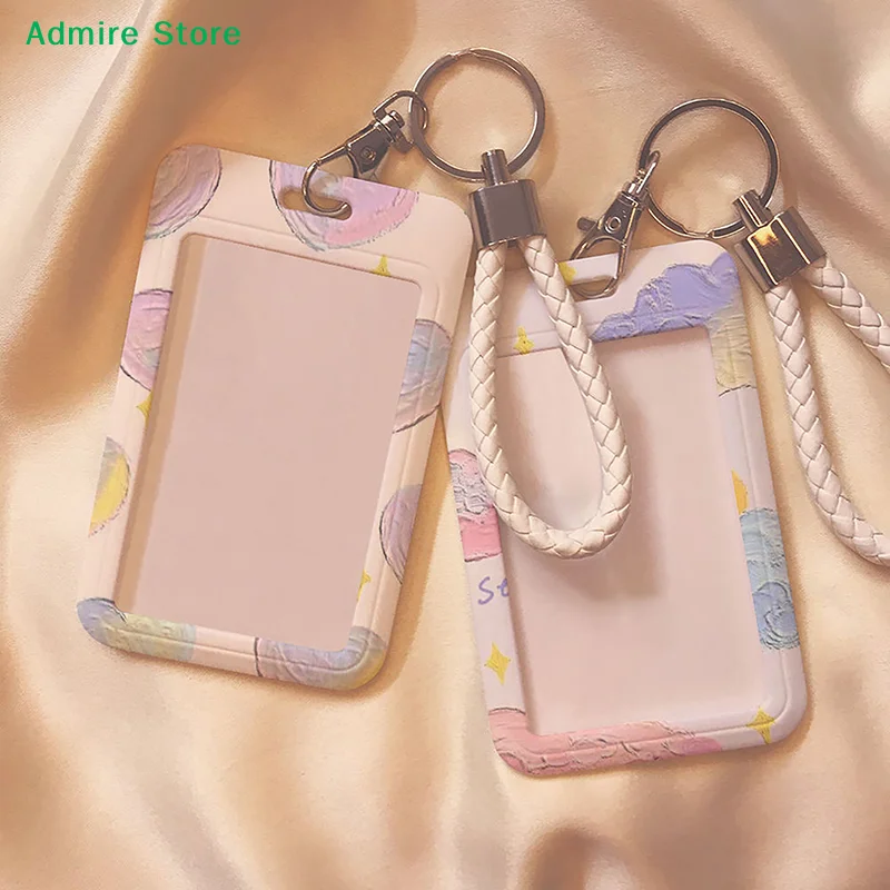[G]Love Card Holder Photocard Holder Keychain Students Card Protectors Blue ID Bank Cards Cover School Stationery Photocard Bag