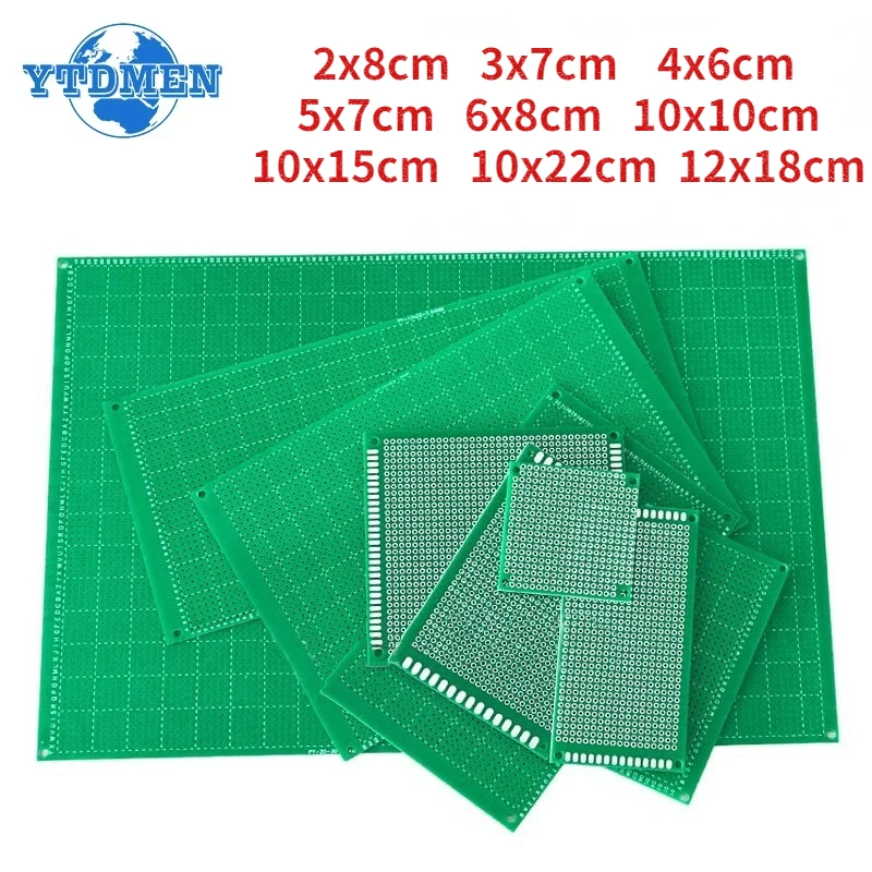 1 sztuk prototypowa płytka PCB Protoboard 5x7cm 6x8cm 10x15cm 10x22cm jednostronne płytki drukowane Diy uniwersalna płytka prototypowa dla Arduino