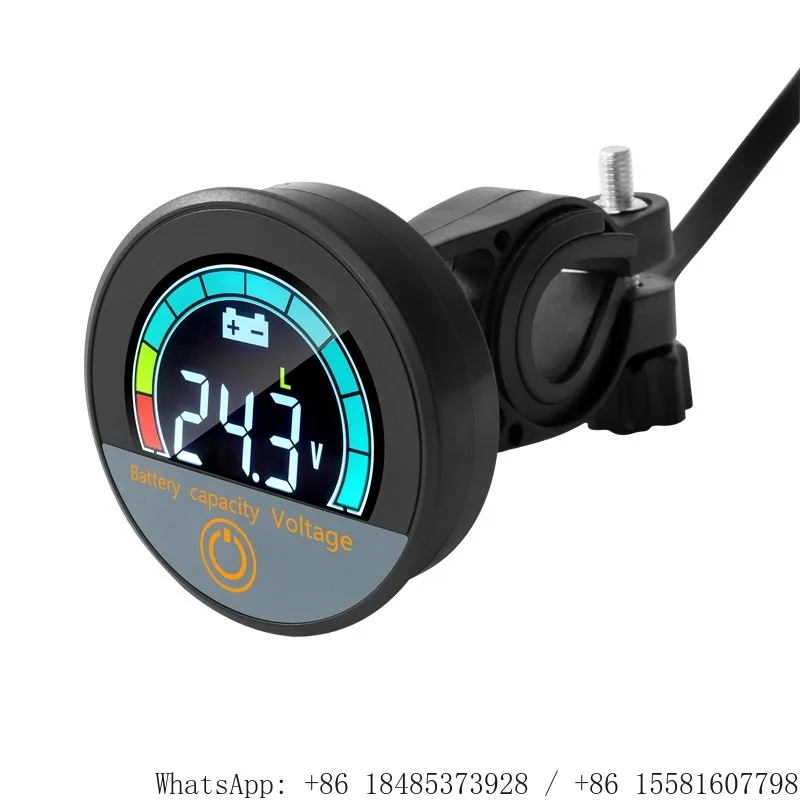 Round Battery Capacity Voltmeter DC 8-100V 2 Wire Digital Voltage Monitor for Lead Acid Lithium Battery LCD Display Meter