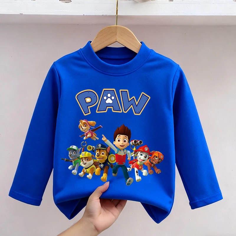 Camisetas de manga larga de la Patrulla Canina, camisetas interiores de cuello redondo de Anime Chase Skye para niños, camisetas de dibujos animados para otoño y primavera, ropa para niños, regalo