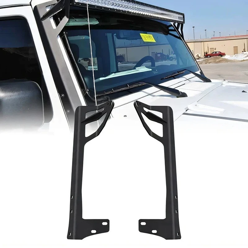 Offroad 2Pcs 50 Inch Windshield LED Light Bar Mounting Bracket/A-Pillar Hood Mounting Bracket for Jeep Wrangler JK 2007-2017