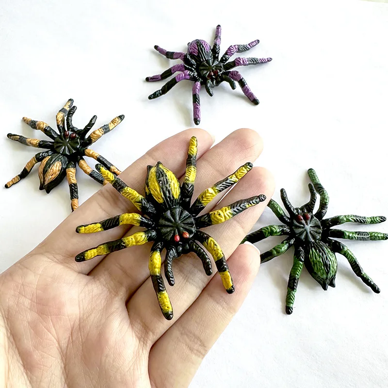 10 teile/beutel 6,3 cm Simulation Spinne Modell Lustige Kunststoff Mini Gefälschte Spinne Halloween Parodie Streich Horror Requisiten Kinder Neuheit spielzeug