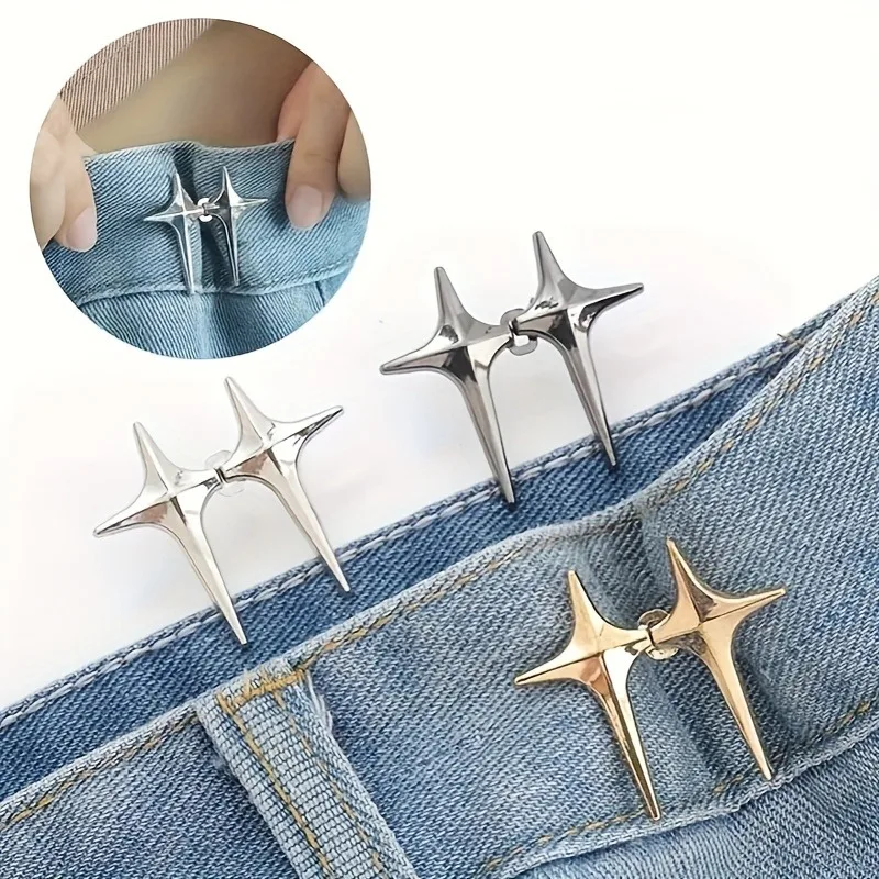 1 Pair Waist Buckle, A Star Shaped Waist Buckle Decorative Buttons, No Sewing, Detachable Button For Waist Adjustment