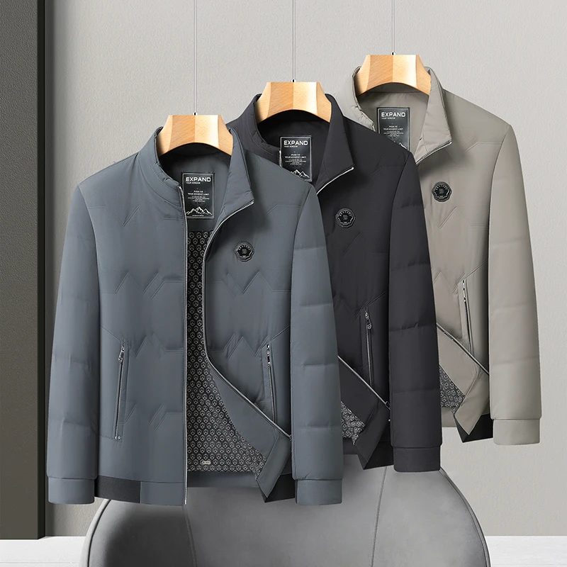 

Winter Men Basic Puff Jackets White Duck Down Thermal Coat Black Blue Gray Warm Lightweight Outerwear Daily Leisure Clothings