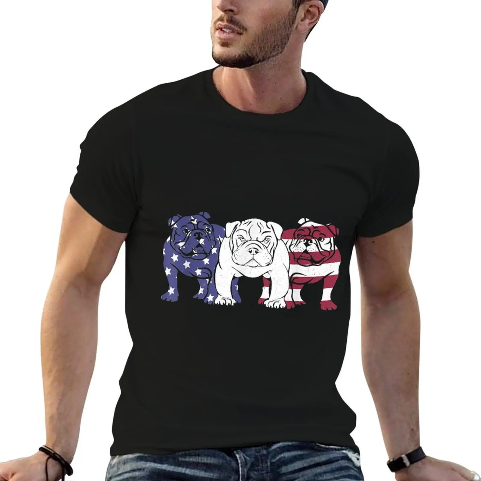 

Unique English Bulldog Dog American Flag s Gifts T-Shirt man t shirts cotton t shirts for man graphic tees T-Shirt