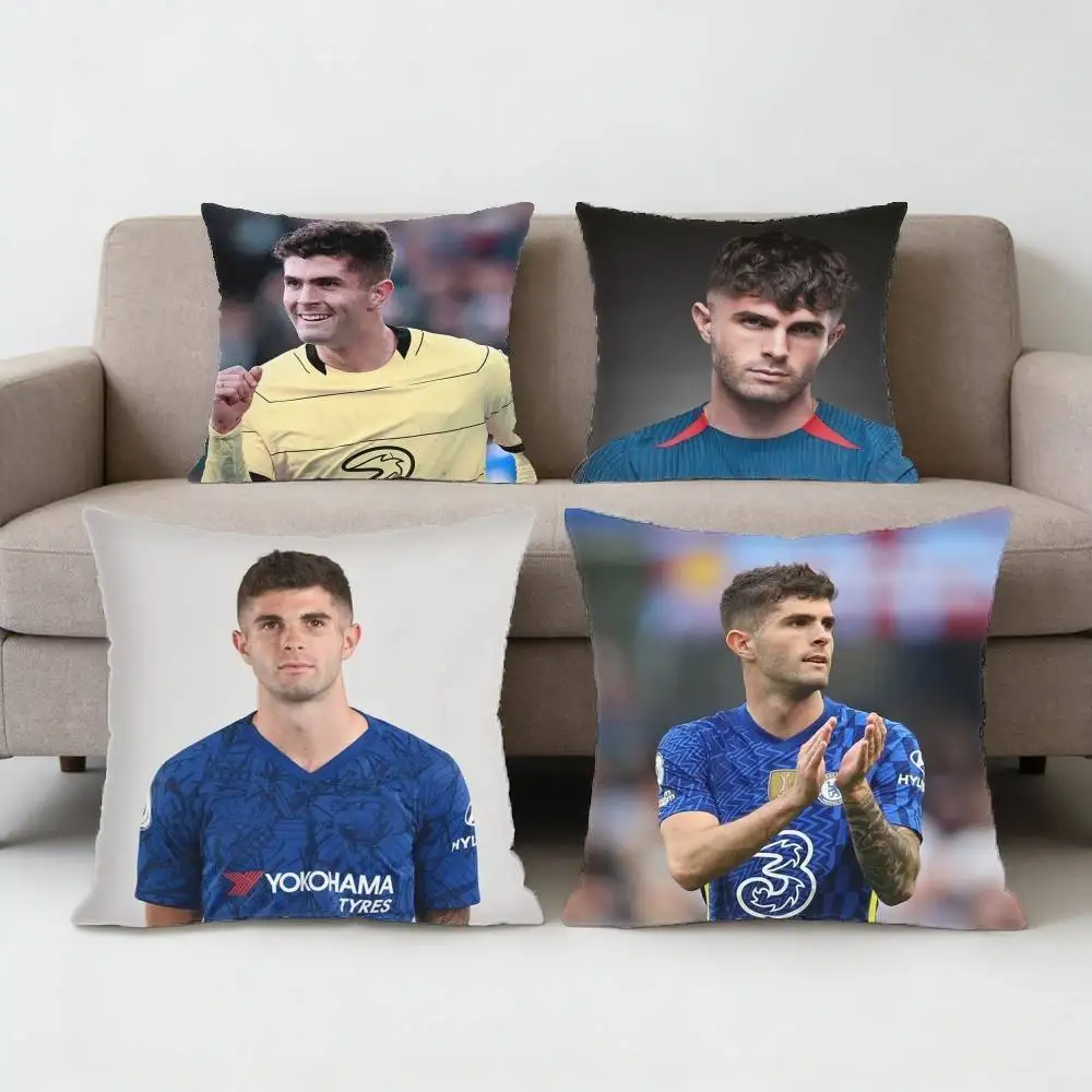 

Soccer Christian P-Pulisic10World Cup Pillow Case Anti-dustmite Pillowcase Invisible zipper silky short plush Sofa cushion cover