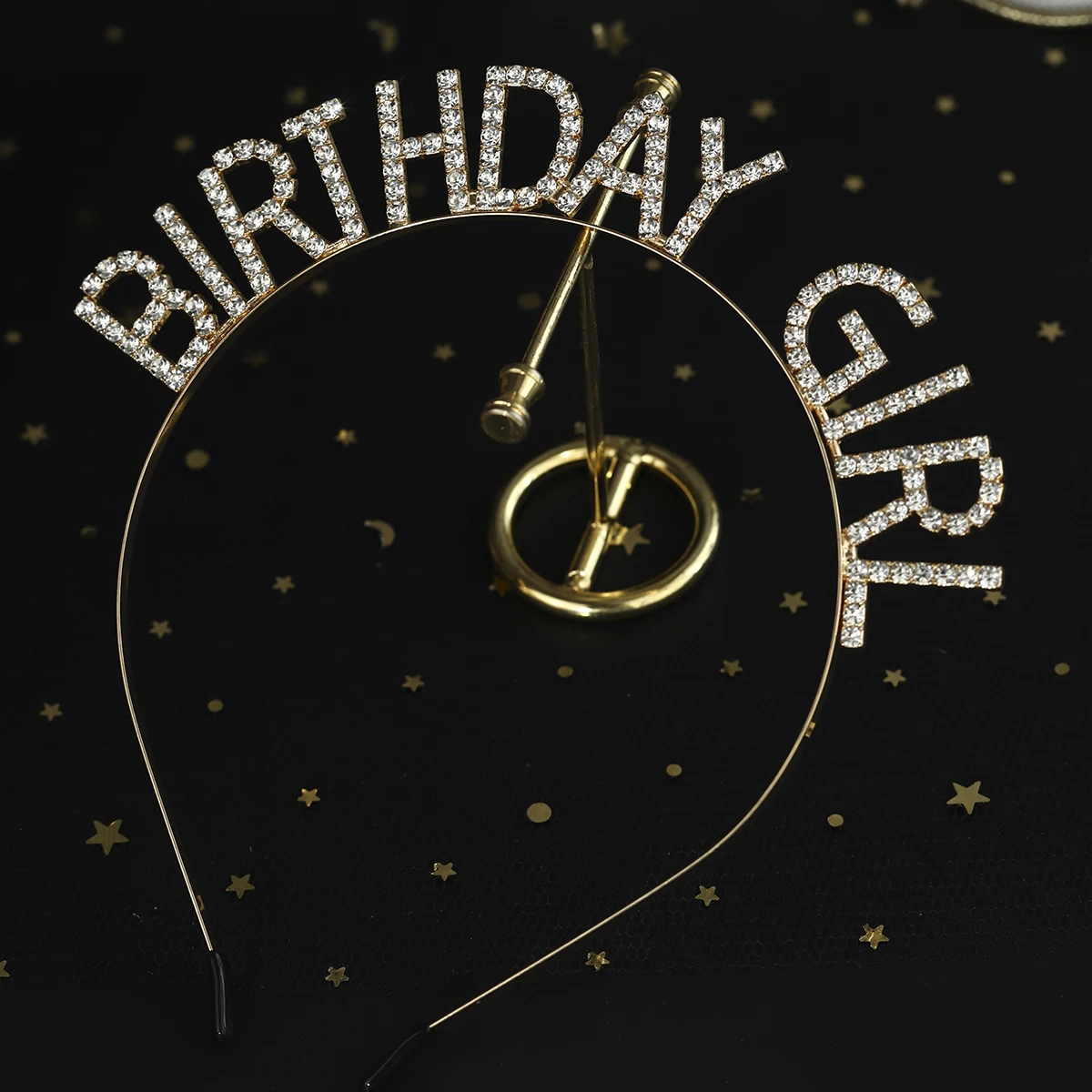 Glänzendes Strass-Stirnband mit englischen Buchstaben „Alles Gute zum Geburtstag“ für Frauen, Zinklegierungsmaterial, Party-Schmuck, beliebtes Haar-Accessoire – Detail 4