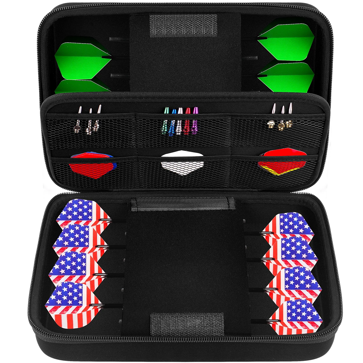 

Dart Case for 16 Steel Tip and Soft Tip Darts, Dart Carrying Storage Holder Fits for Dart Tips, Shafts and Flights （Bag Only)