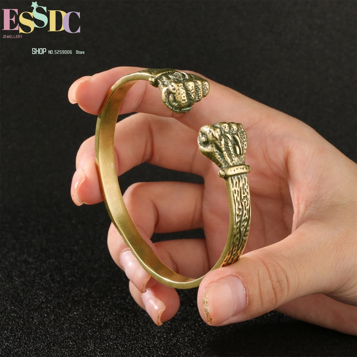 Buddha Hand Leaf Brass Bangle Modern Chinese Style Open Antique Vintage Craft Boho Bracelet Gift For Women Jewelry