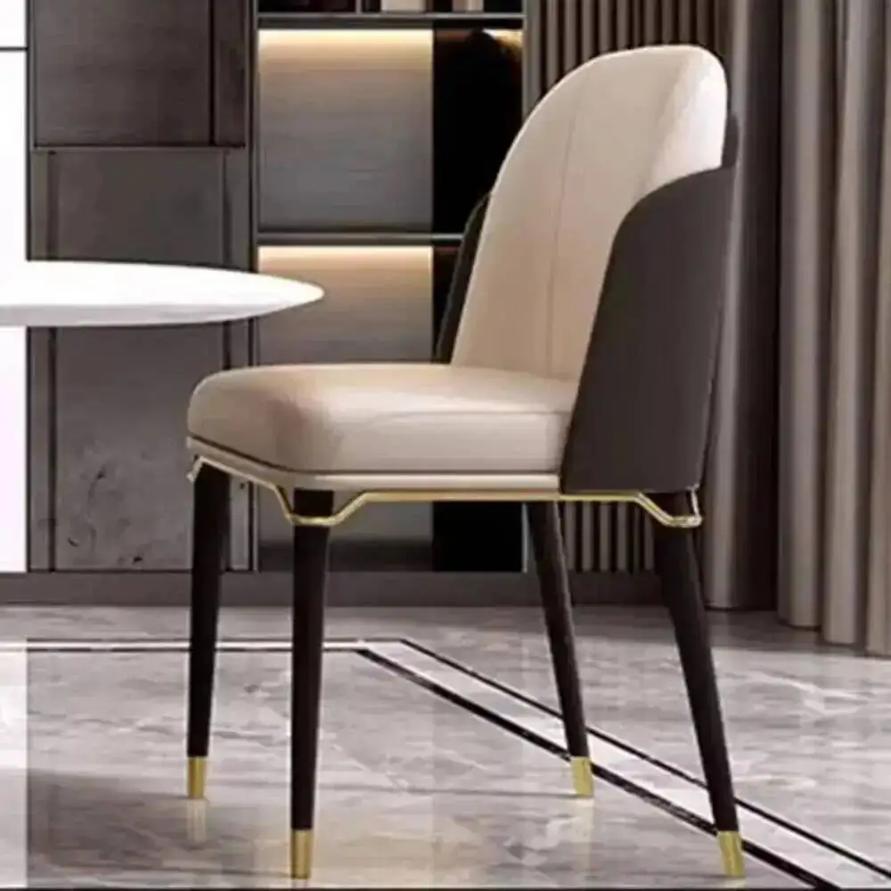 Cadeira Ergonômica Escandinava com Pernas de Metal Preto para Jantar, Moderna para Casa, Escritório, Café e Restaurante