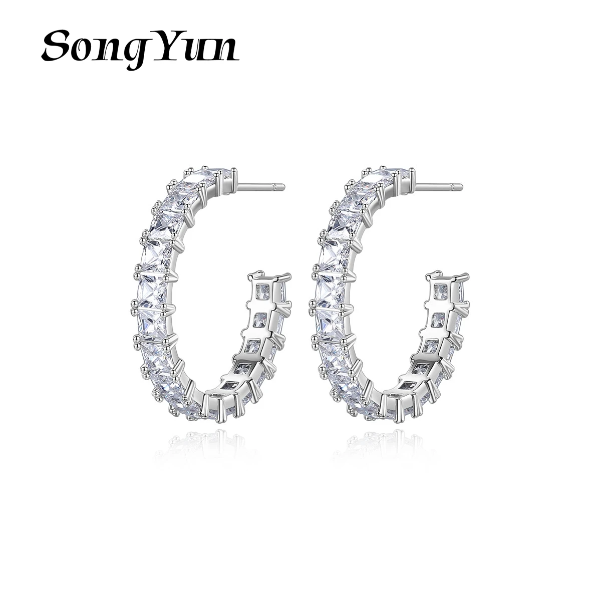 

SongYun Jewelry Manufacturer MHT Large Circle Earrings Accessories For Women Copper 5A Grade Luxury Gemstones Stud Earrings Drop