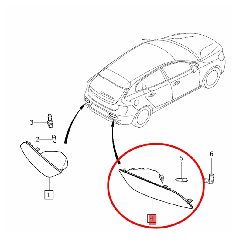 Right Rear Bumper Brake Light Reflector Fog Lamp 31395551 For Volvo V40 2013-2018 Taillight Parking Stop Warning Light Parts