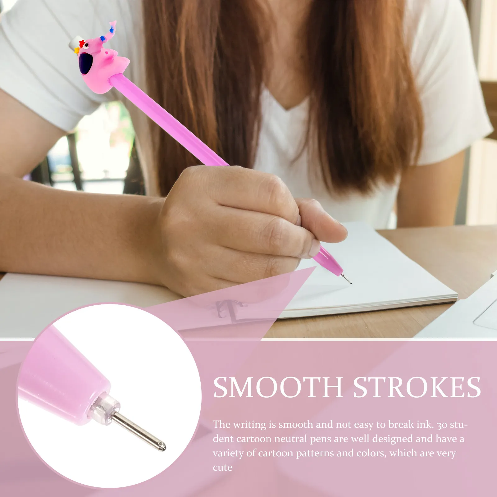 

30Pcs Gel Pen Fine Tip Smooth Writing Medium Black Ink Plastic Lovely Sign Pen Cartoon Gift School Office Use