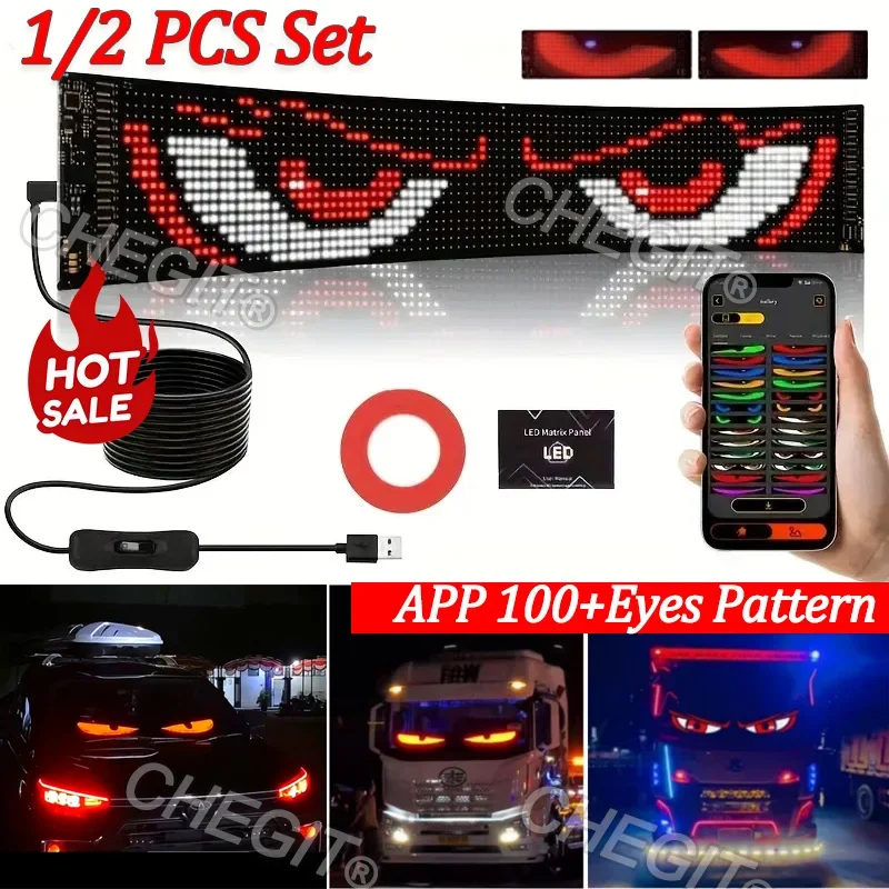 1/2PCS App Control Devil Eye Scrolling Advertising LED Sign Led for Truck Custom Text Pattern Programmable Display Truck Car
