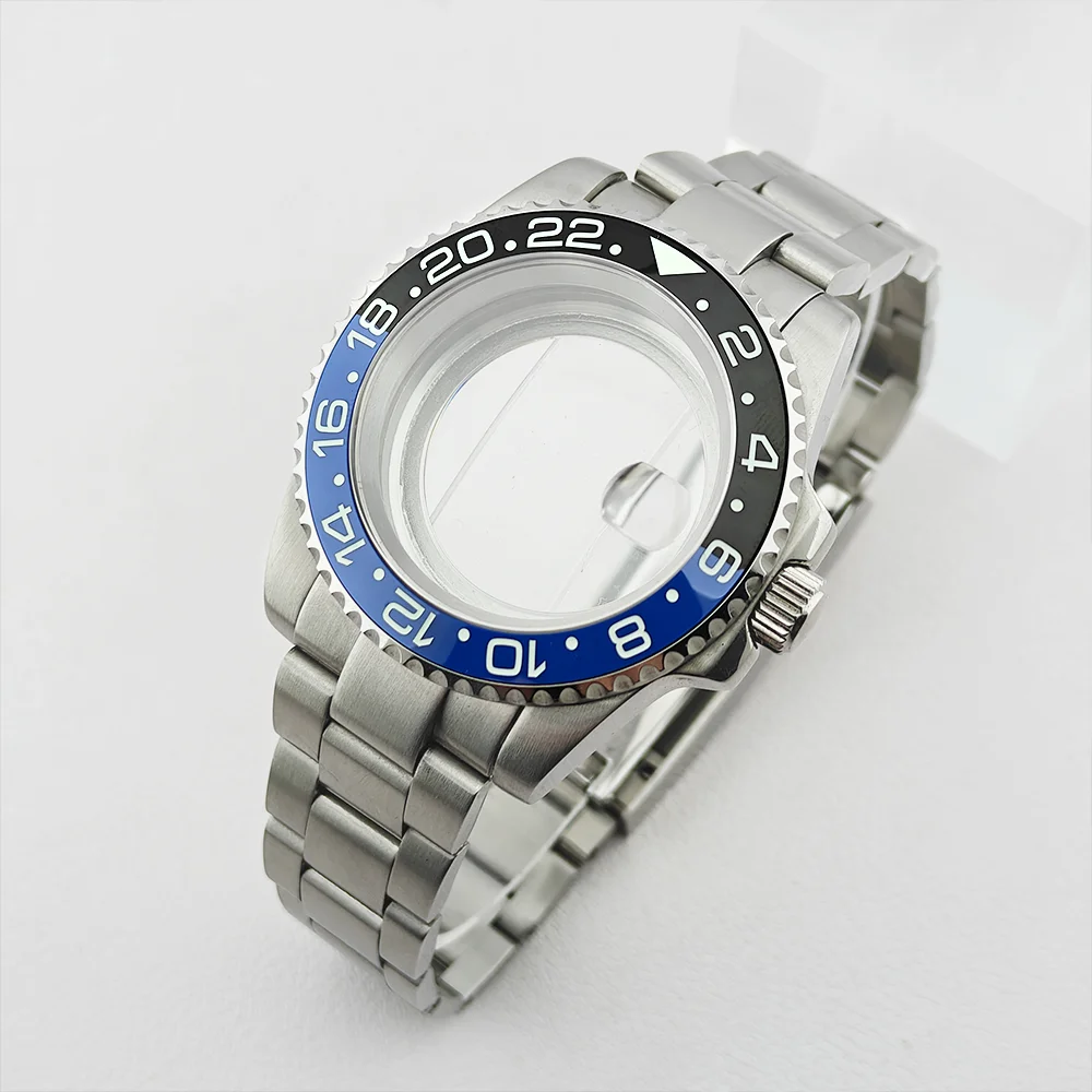 40MM For NH35 NH36 NH34 GMT Watch Case Sapphire Glass Transparent Bottom Cover of Calendar Window Waterproof Case