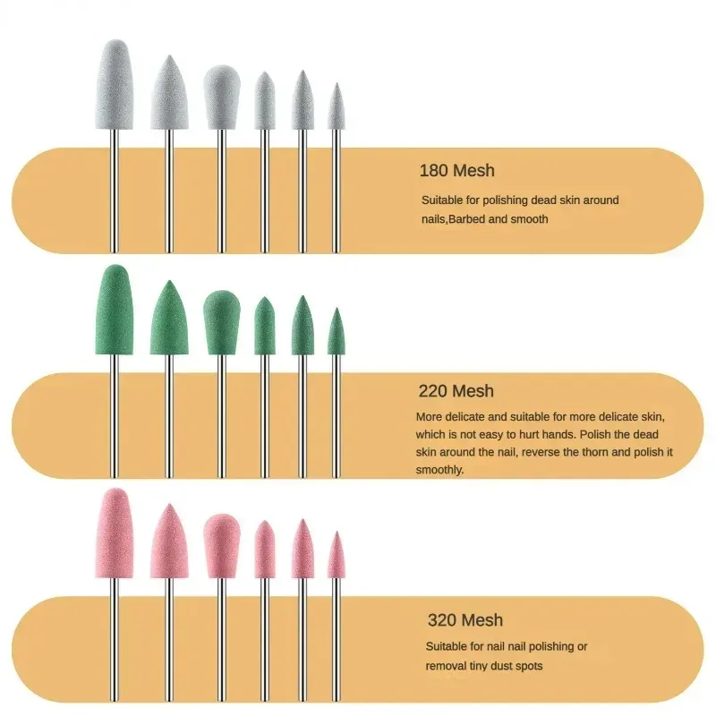 6Pcs Gummi Silikon Nagel Schleifen Kopf Nagel Polieren EntfernungNail Puffer Elektrische Maniküre Maschine Nagel Bohrer Zubehör Werkzeuge