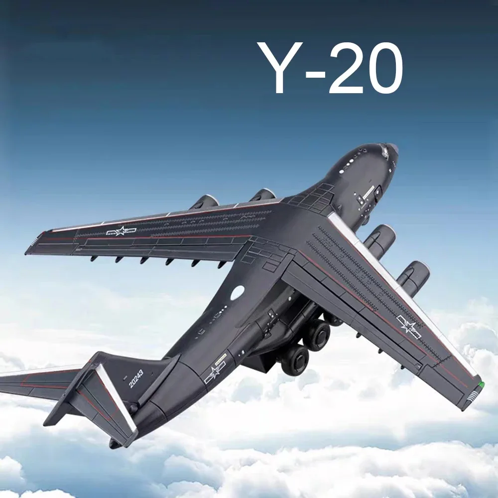 

1:180 Y-20 Transport Aircrafts Toys Models Cabin Doors Opened Miniature Airplanes with Light Sound Pull Back Fighters Boys Gifts