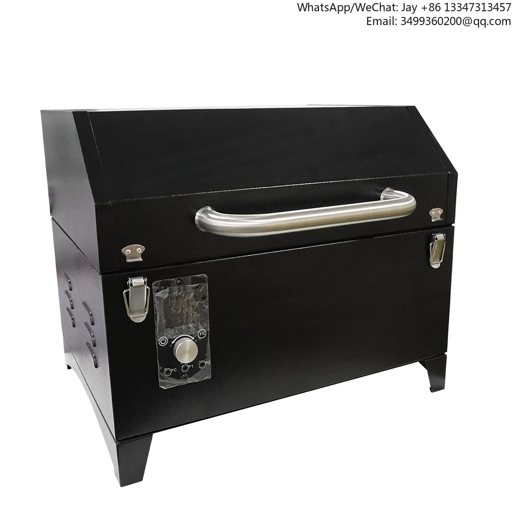 

Modern Outdoor Portable Camping Tabletop Wood Pellet Grill Smoker BBQ Metal With Powder Coating Finish