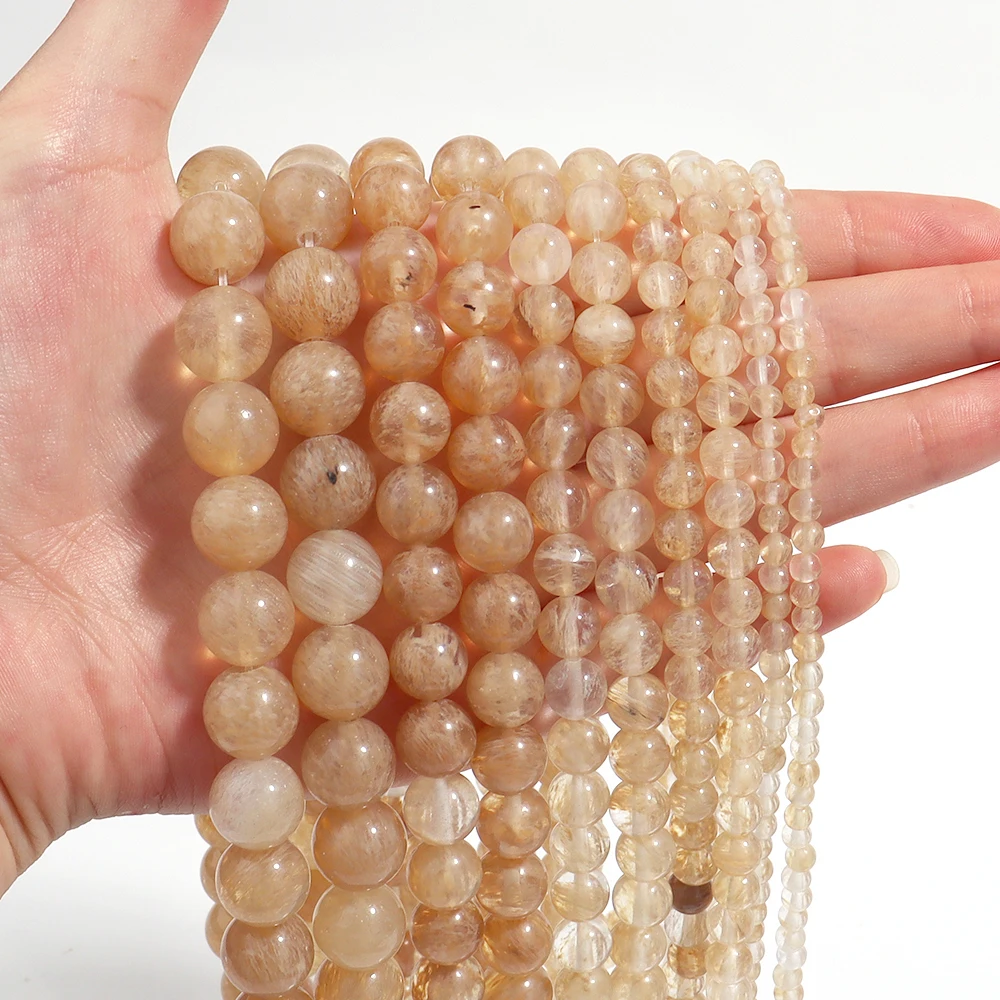 1 Strand Natural Smoky Quartz Stone Beads Round Loose Brown Quartz Beads 4-12mm for DIY Bracelet Necklace Jewelry Making Stuff